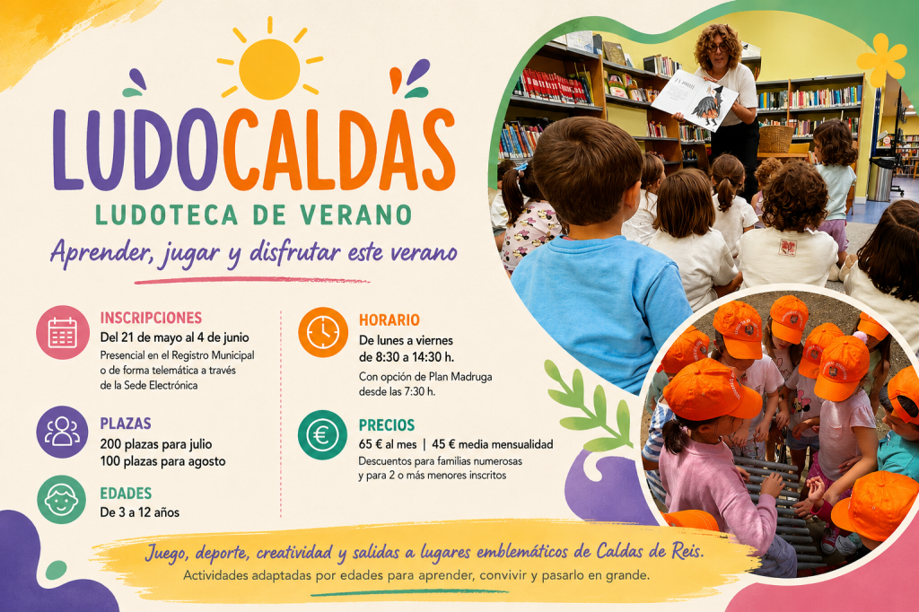 Ludocaldas regresa este verano con 300 plazas para ayudar a las familias de Caldas de&nbsp;Reis